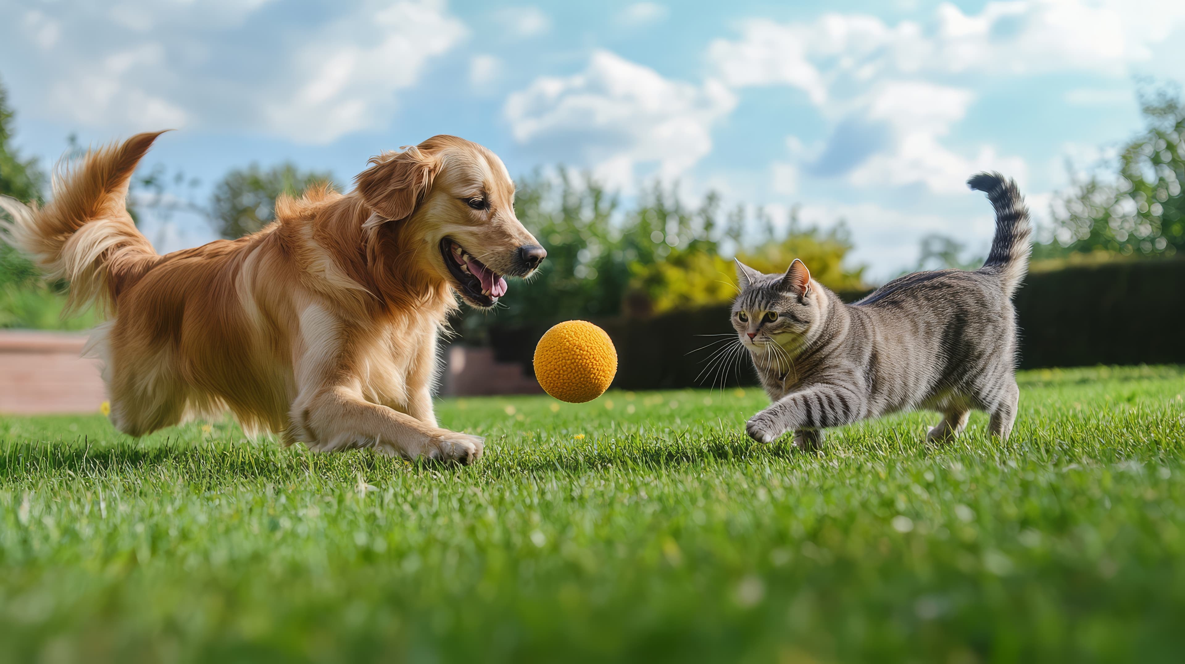 Pets showing friendship