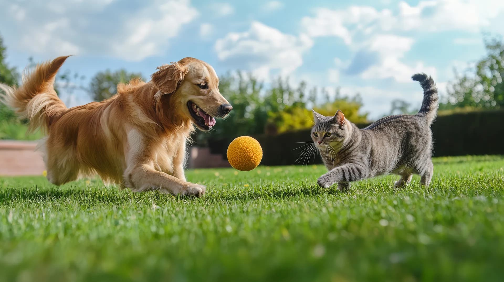 Pets showing friendship